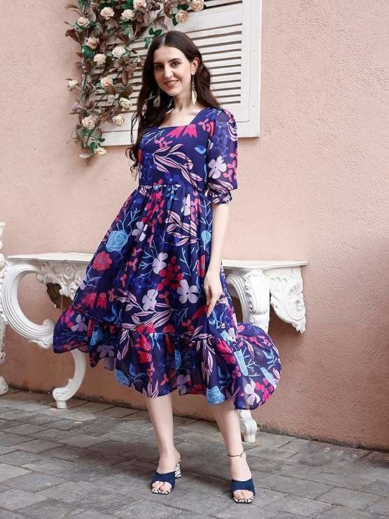 Women's Georgette Floral Printed Indo-Western Ethnic Gown