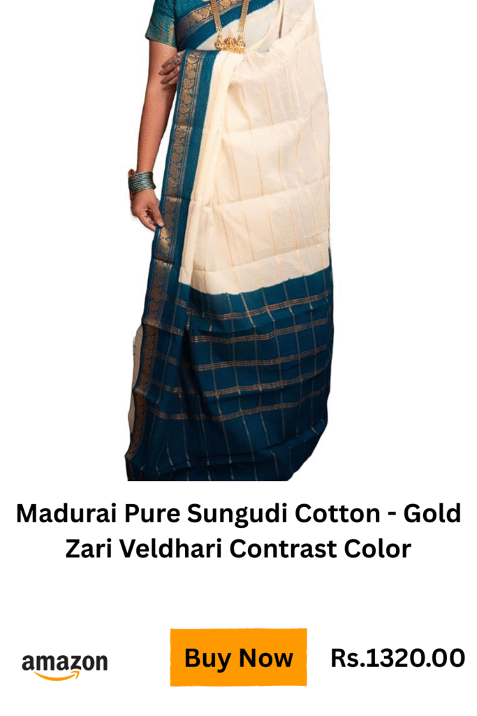 sungudi cotton white