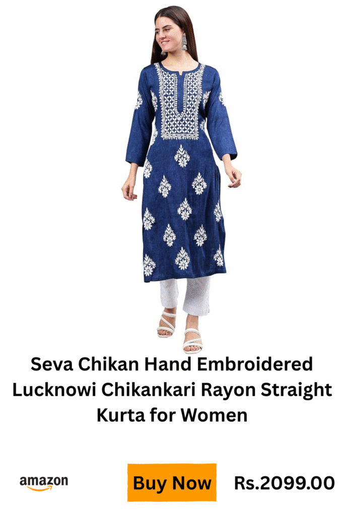 embroidered lucknow chikankari kurta