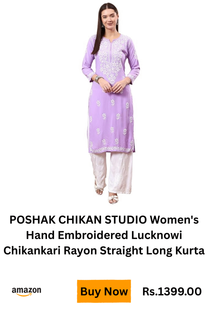 straight fit chikankari kurta