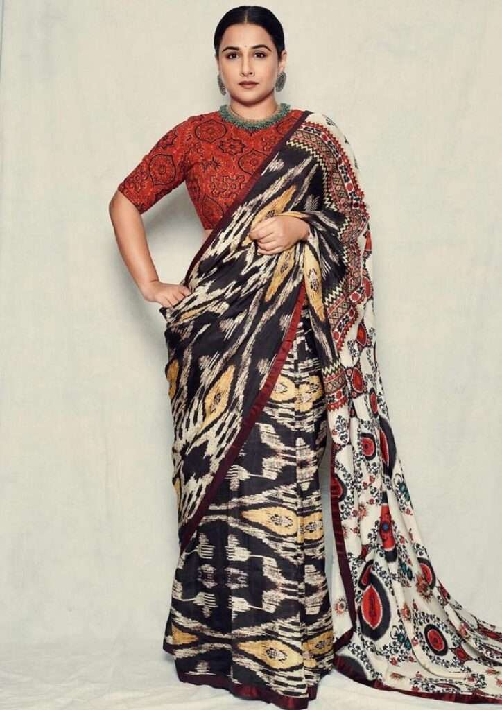 vidya balan with ikat saree