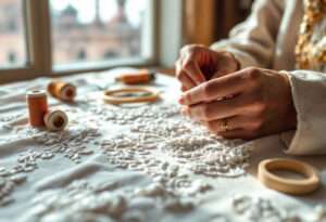 a man working to make chikankari kurta